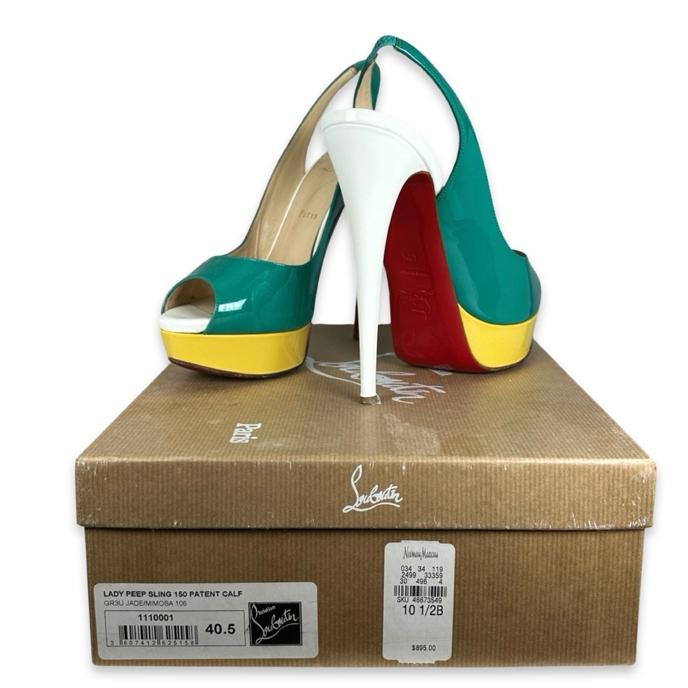 Christian Louboutin 40.5 Lady Peep Slingback 150mm Multi Color